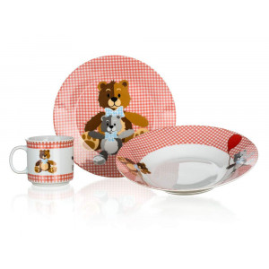 Banquet Étkészlet gyerek 3 részes Teddy Bear Red  60TB002-A
