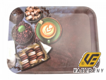 Tálca 39*29*2,3 cm  műanyag kávé + sütemény mintával M40344