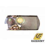 Tálca zserbós 37,5*16*2 cm  műanyag kávé + sütemény mintával M40341
